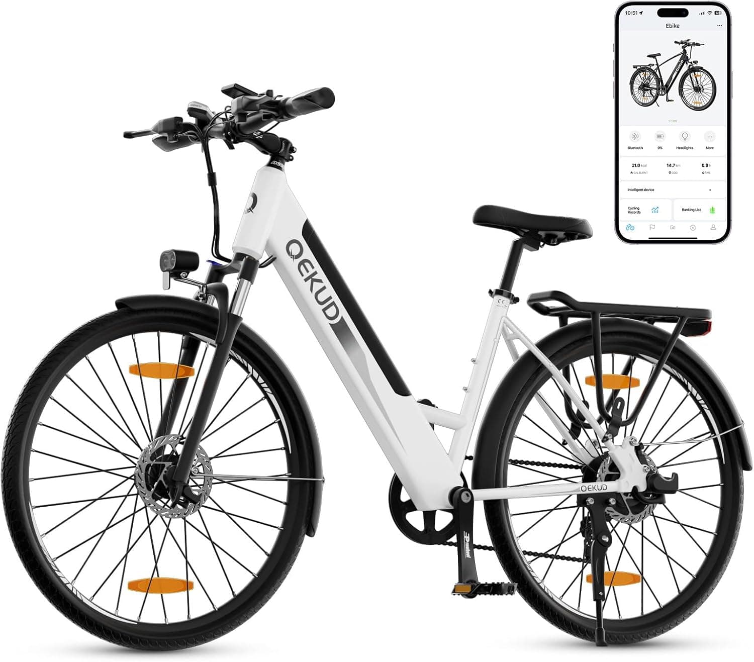 Qekud 26 Pulgadas Bicicleta Eléctrica con Batería de Iones de Litio de 36 V 12,5 Ah, Alcance de hasta 100 km en Modo Híbri... – Qekud