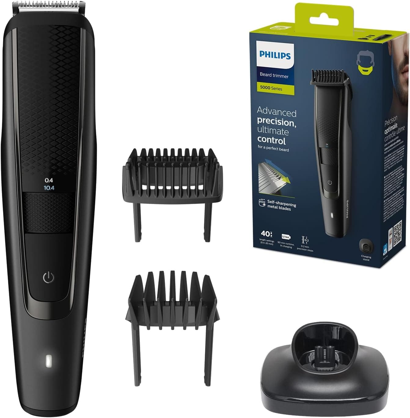 Philips Recortadora de Barba Serie 5000 Hombre, Barbero, 40 Longitudes, Resistente al agua, Cuchillas de Acero, 90 min de ... – Philips
