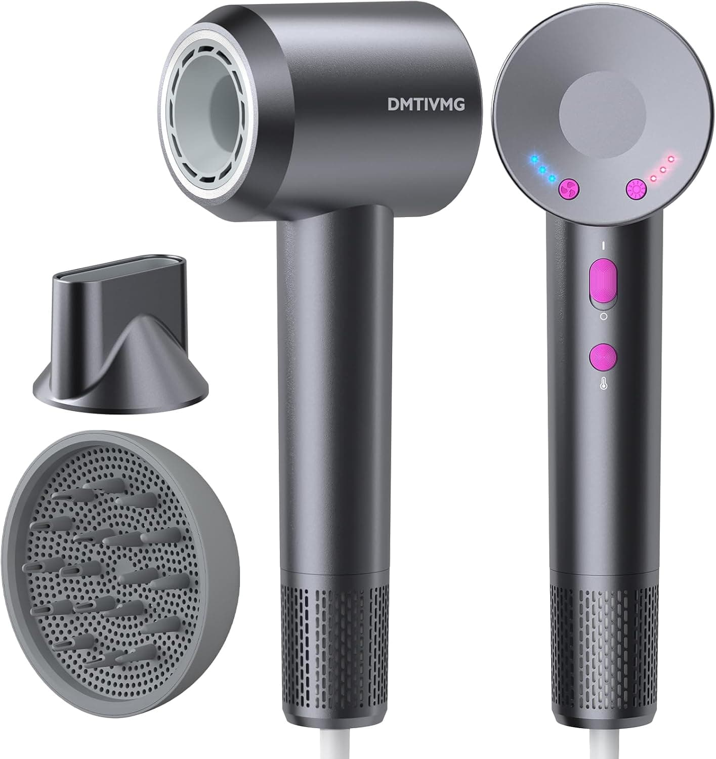 DMTIVMG Secador de Pelo Profesional 160,000 RPM Motor Sin Escobillas 12 Modos 500 Millones de Iones Negativos 4 Modos de C... – DMTIVMG