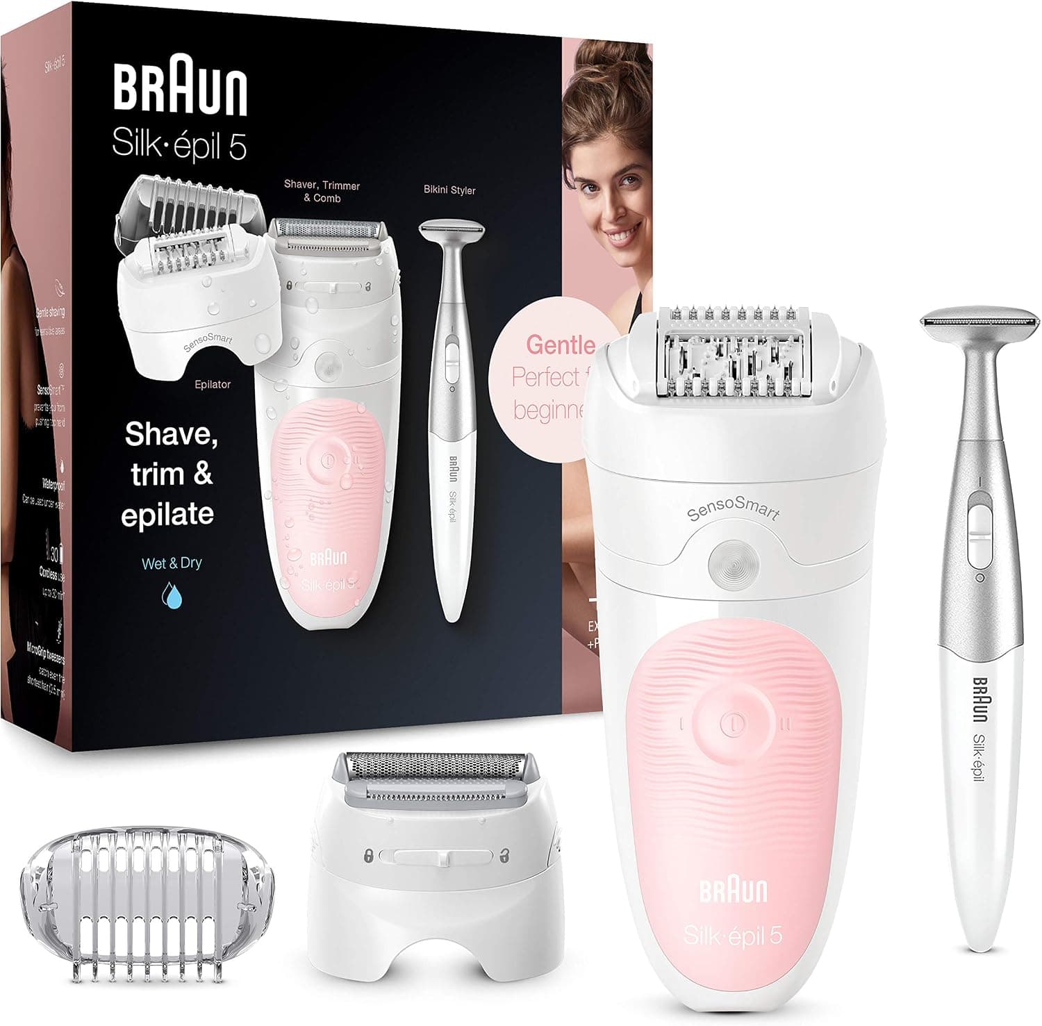 Braun Silk-épil 5 Depiladora Eléctrica Mujer 3 en 1 con Tecnología Micro-Grip, Cabezal de Afeitado y Recorte y Perfilador ... – Braun