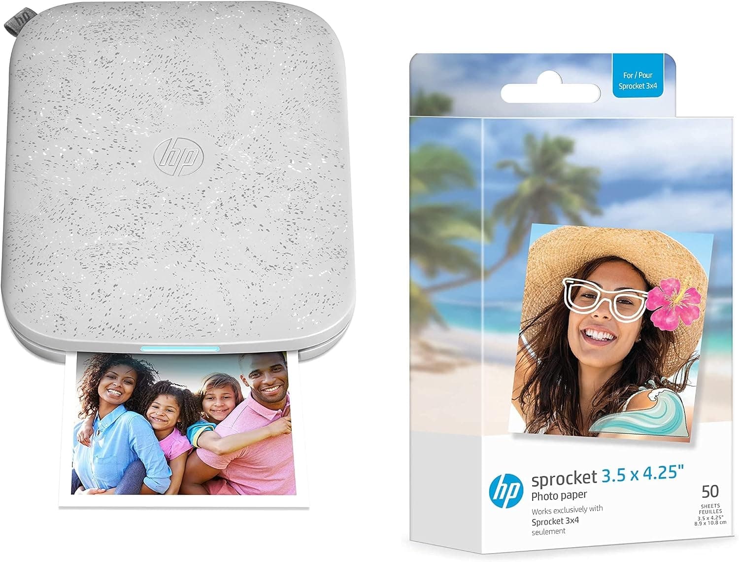 HP Impresora instantánea de Fotos 3x4 Sprocket, imprima de Forma inalámbrica Fotos de 3.5x4.3 Pulgadas en Papel Zink de Di... – HP
