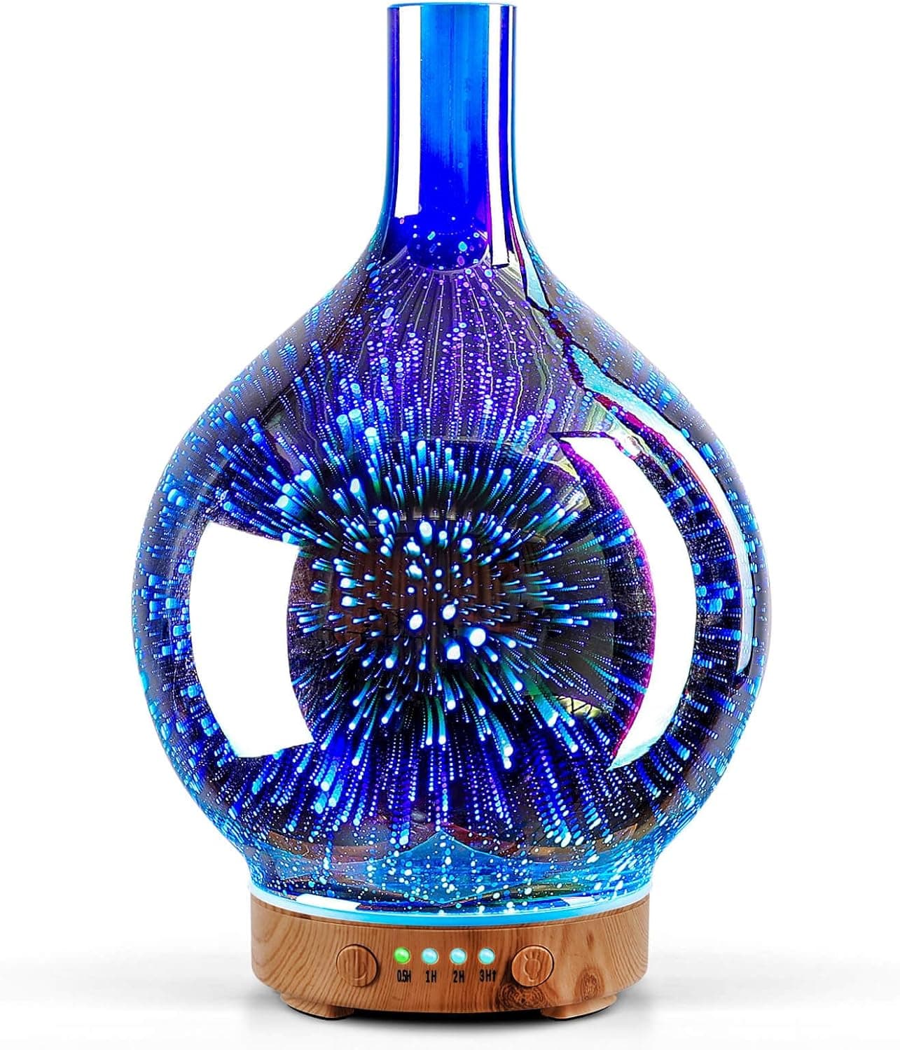 Difusor de aceites esenciales, humidificador ultrasónico de cristal 3D, 7 ledes que cambian de color, sin agua, sin BPA, p... – Difusor