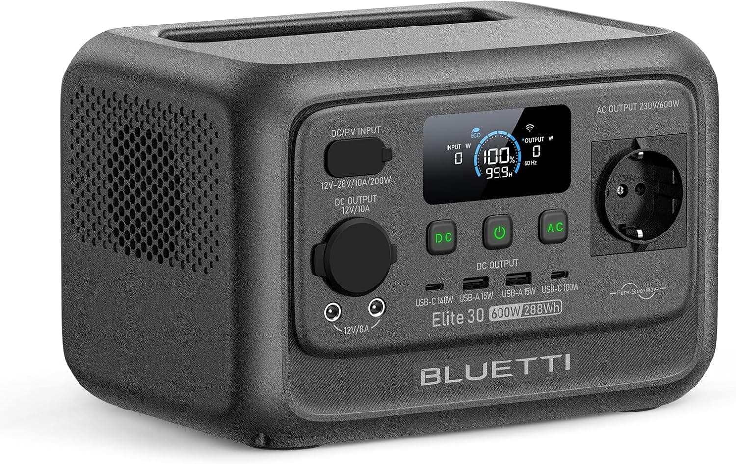 BLUETTI Elite 30 V2 Estación de Energía Portátil, Generador Solar de 288Wh, 600W Salidas CA (Power Lifting 1500W), Batería... – BLUETTI