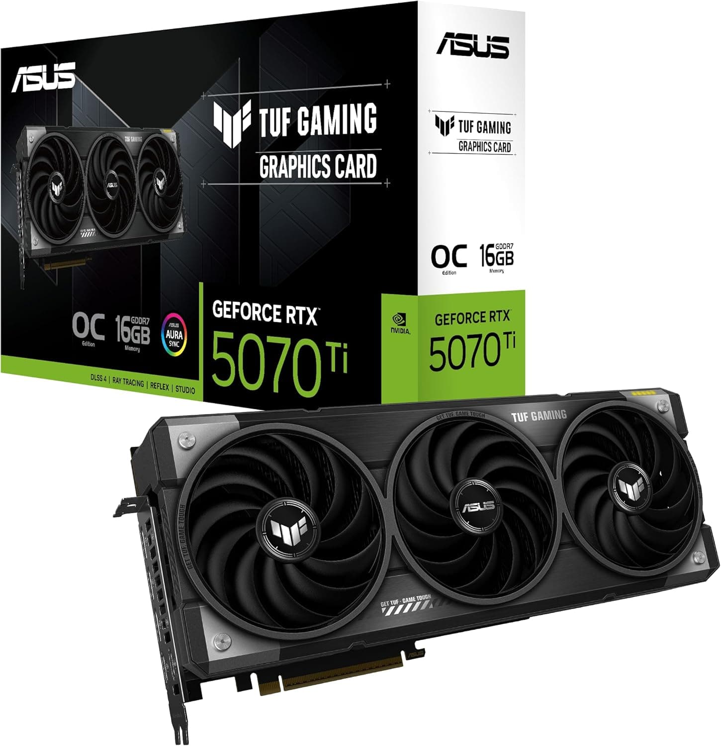 ASUS TUF Gaming - Tarjeta gráfica NVIDIA GeForce RTX 5070 Ti de 16 GB GDDR7 OC Edition, (PCIe 5.0, HDMI/DP 2.1, ranura 3.125, componentes de grado militar, revestimiento protector de PCB) –