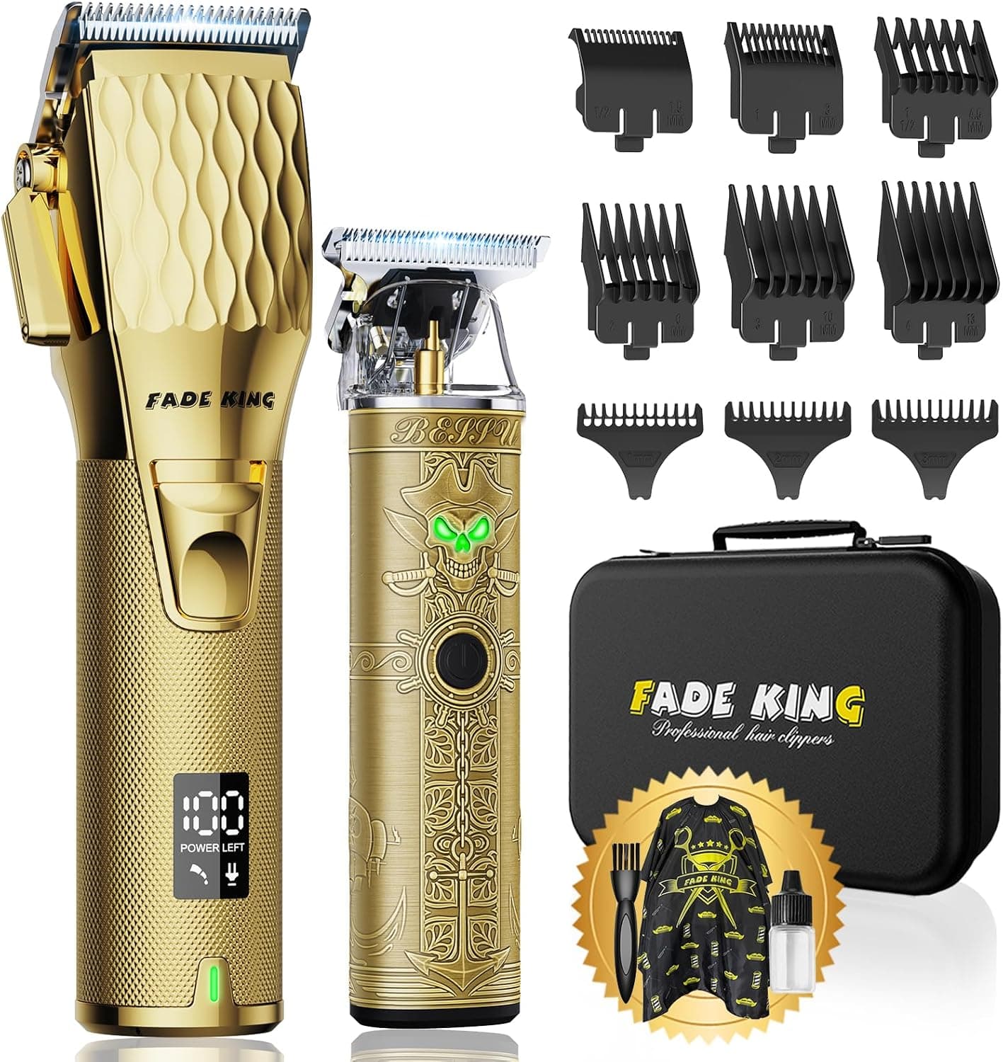 FADEKING Cortapelos profesional para hombres, cortadora de pelo inalámbrica con pantalla LCD para corte de cabello y aseo ... – FADEKING