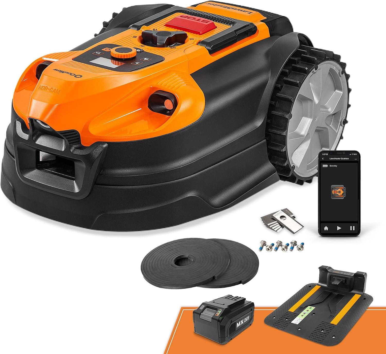 Lawnmaster OcuMow®18 Cortacésped Robótico Sin Cable de 800m², Batería 4Ah, Navegación Óptica, Evitación de Obstáculos, Est... – Lawnmaster