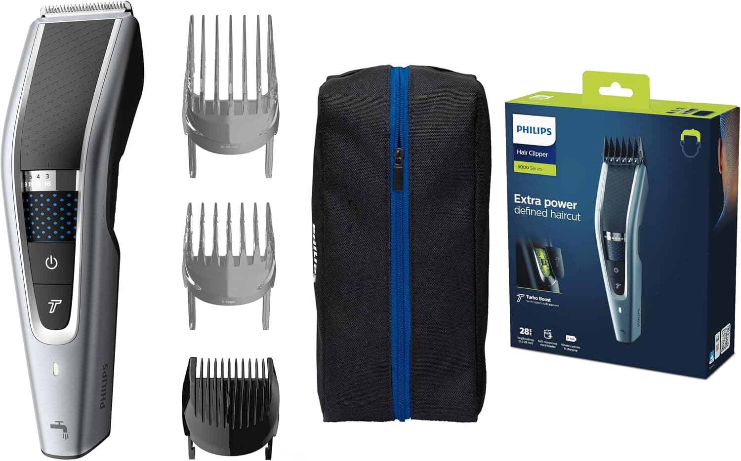 Philips Cortadora de pelo, serie 5000 Trim-n-Flow Pro Technology - Cortadora de pelo totalmente lavable con cuchillas de a... – Philips