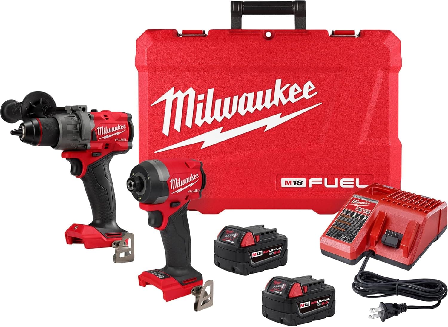 Milwaukee - 3697-22 Kit combinado de taladro percutor inalámbrico sin escobillas de iones de litio de 18 V, 2 herramientas... – Milwaukee