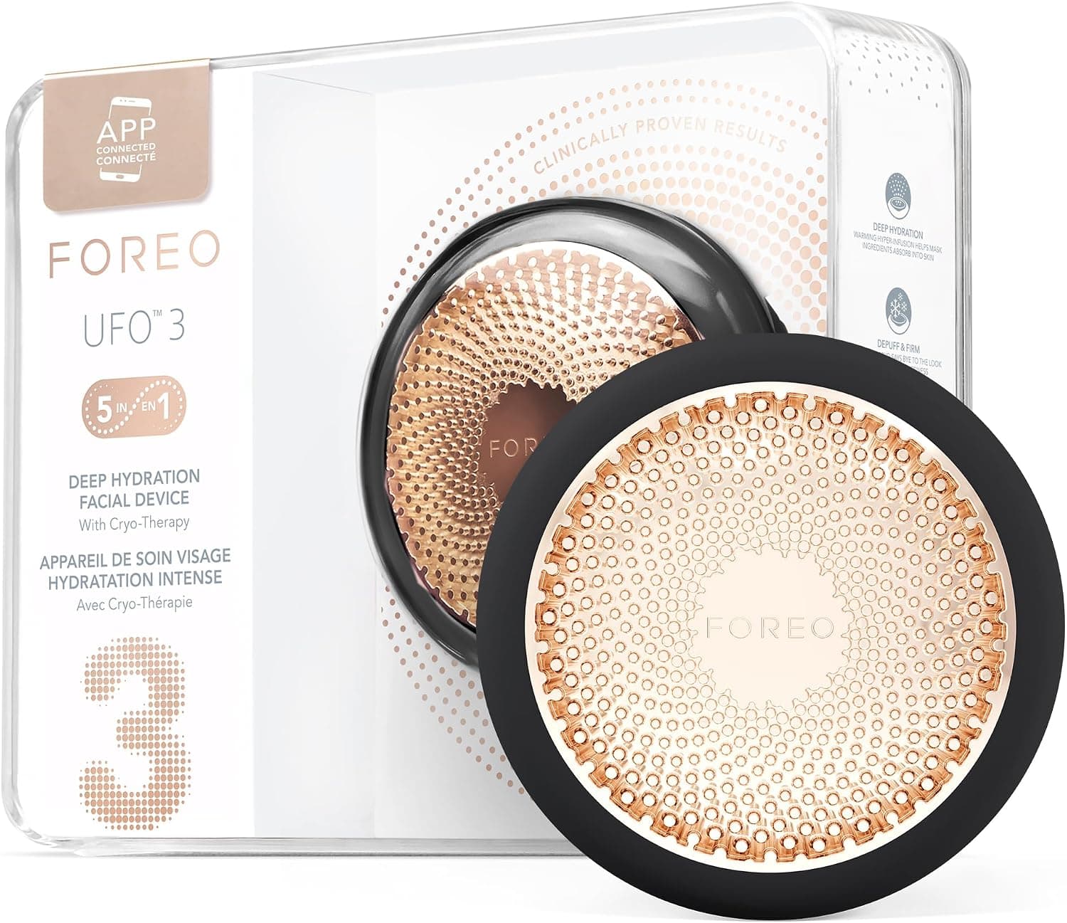FOREO UFO 3 Hidratante facial profundo - Spa facial 5 en 1 - Luz roja, calentamiento, enfriamiento, masaje facial, antienv... – FOREO