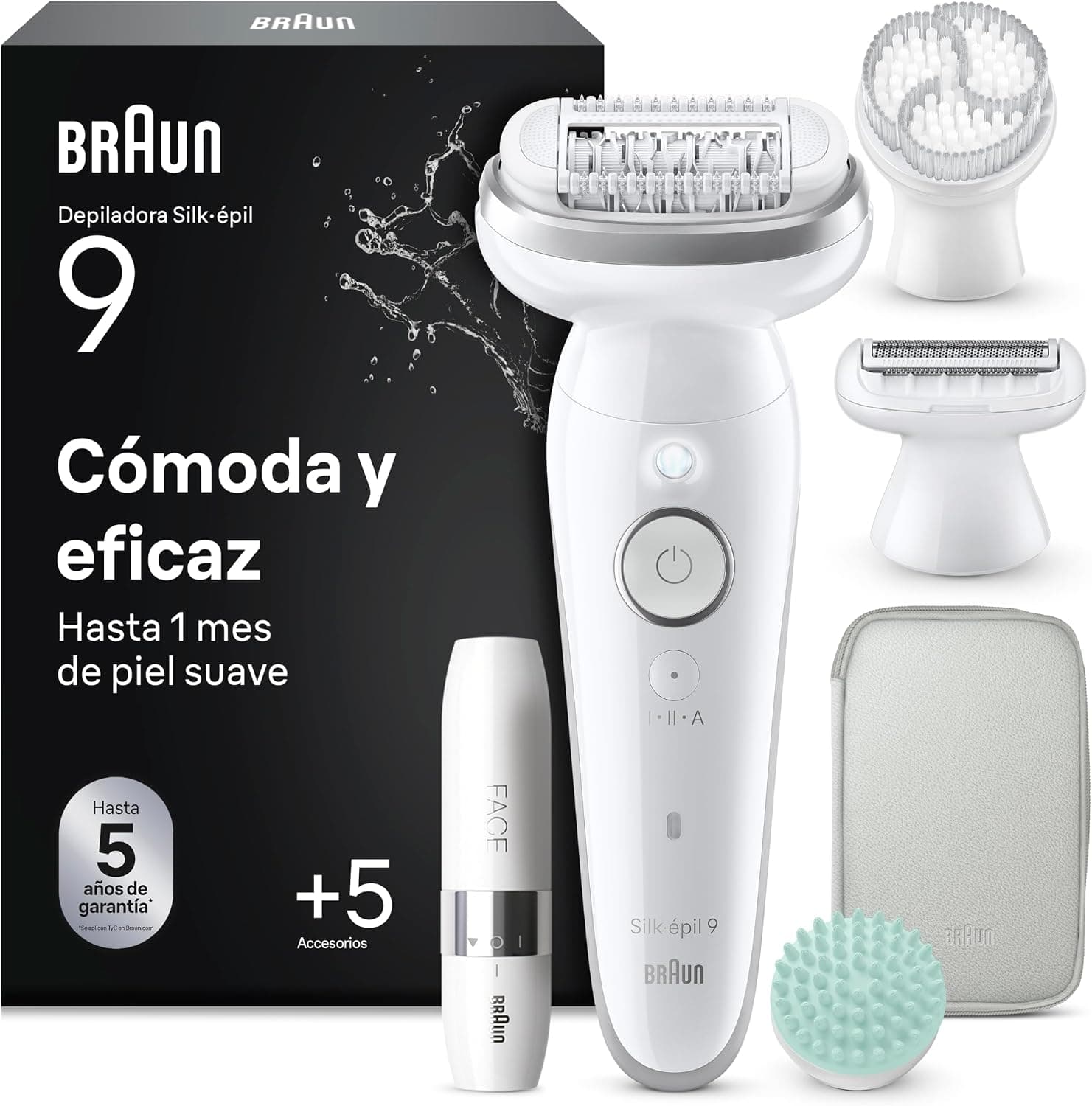 Braun Silk·épil 9 SkinSpa Depiladora Eléctrica Mujer Con Cepillo Exfoliante, Almohadilla De Masaje Y Mini Depiladora Facia... – Braun