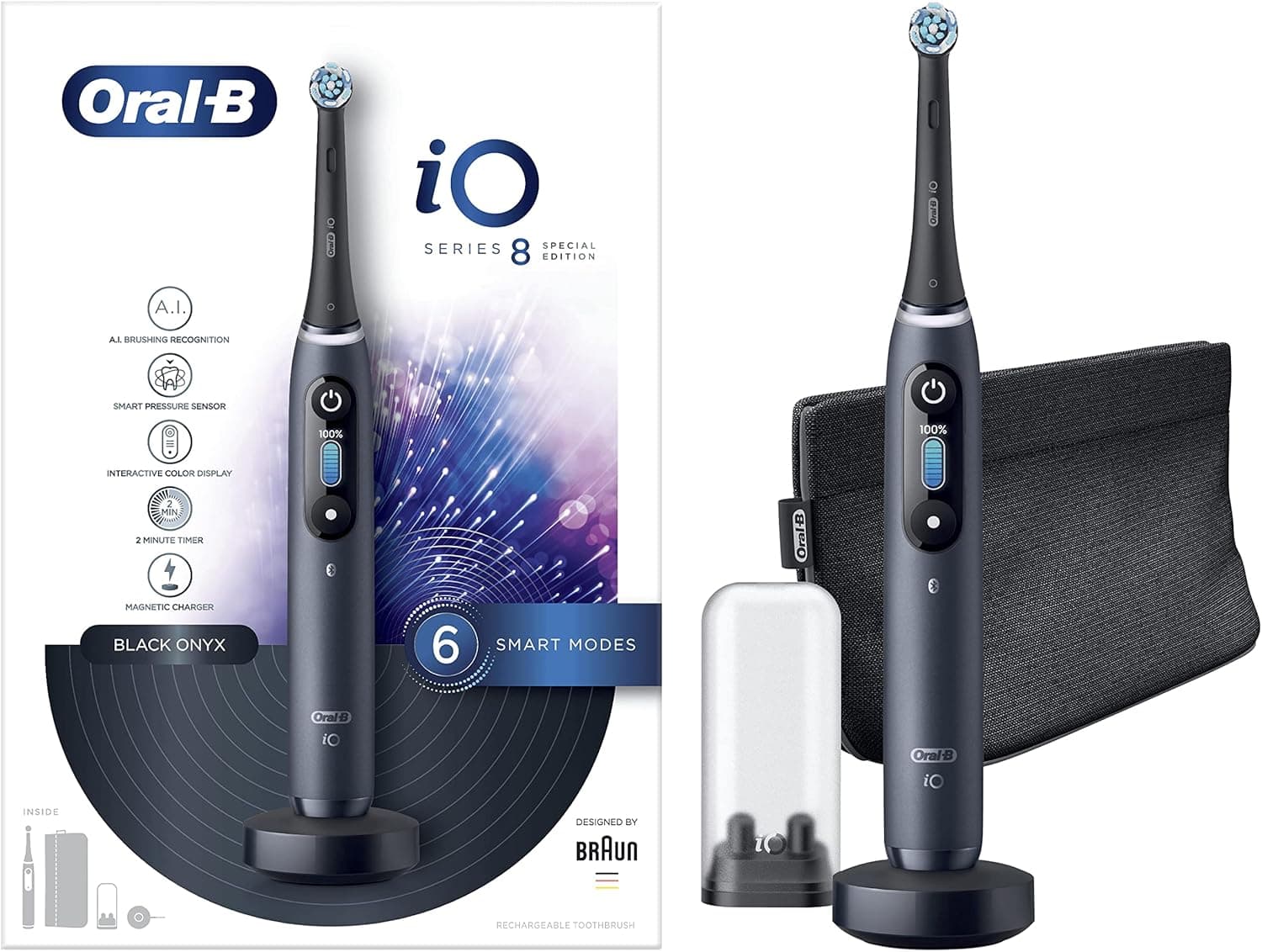 Oral-B iO 8 Cepillo de Dientes Eléctrico con Mango Recargable, Tecnología Magnética de Braun, 1 Cabezal de Recambio, Panta... – Braun