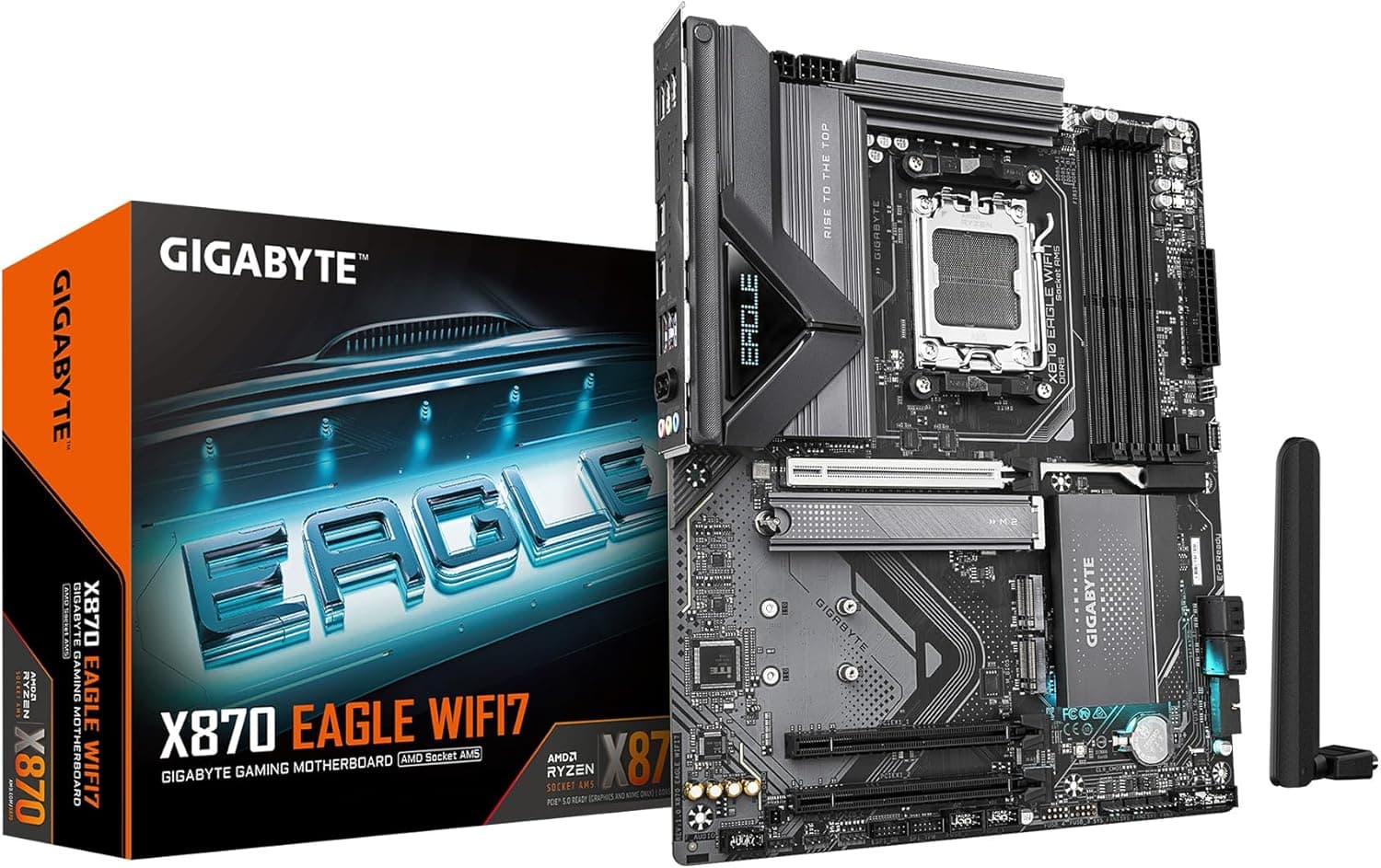 GIGABYTE Placa Base X870 Eagle WIFI7 AMD AM5 LGA 1718, ATX, DDR5, 4X M.2, PCIe 5.0, USB4, WIFI7, LAN de 2.5 GbE, pestillo EZ –