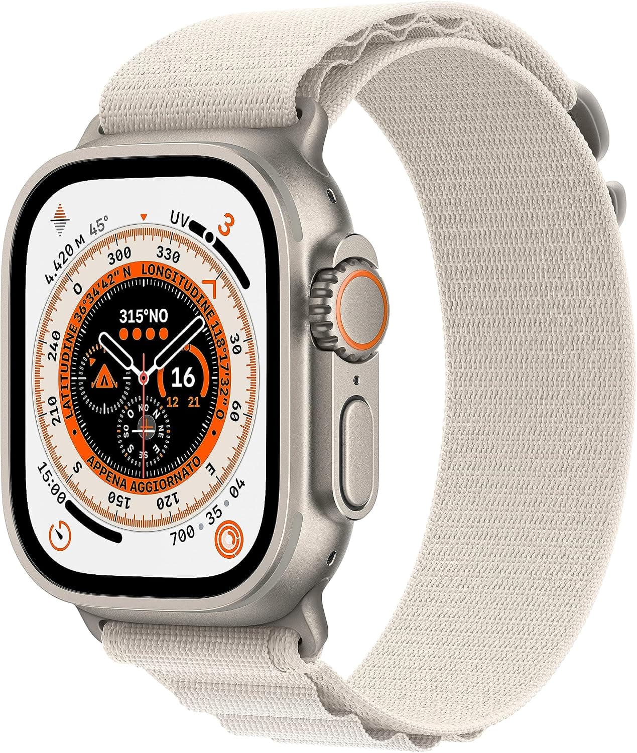 Apple Watch Ultra (GPS + Cellular, 49mm) Reloj Inteligente con Caja de Titanio - Correa Loop Alpine Blanco Estrella - Tall... – Apple
